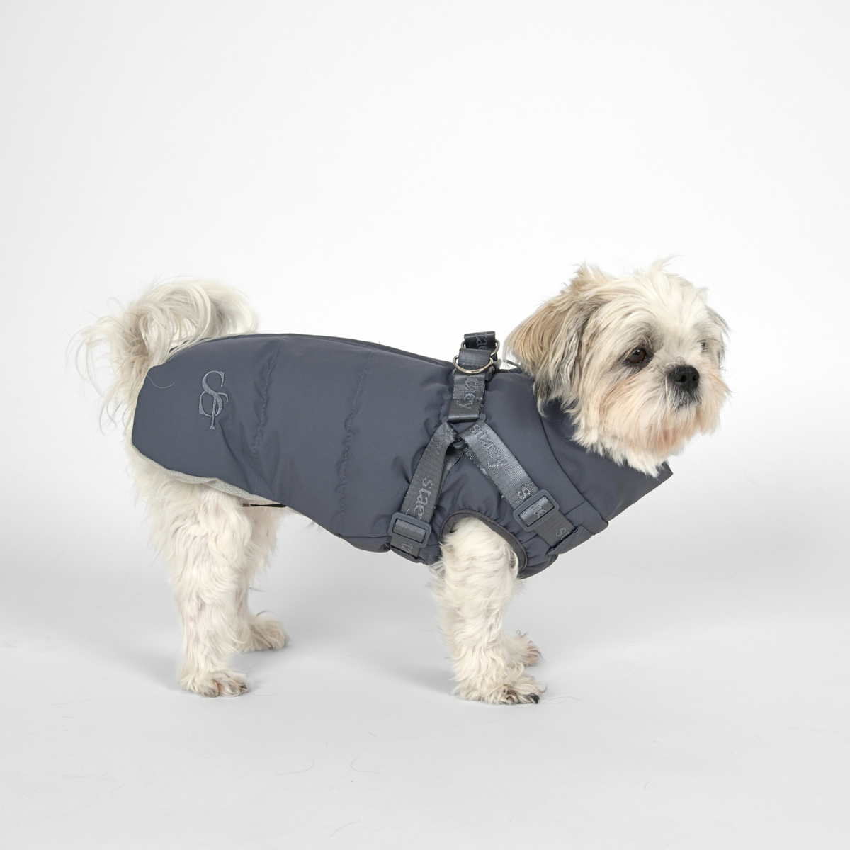 Vera Dog Coat w. Harness | Dusty Blue