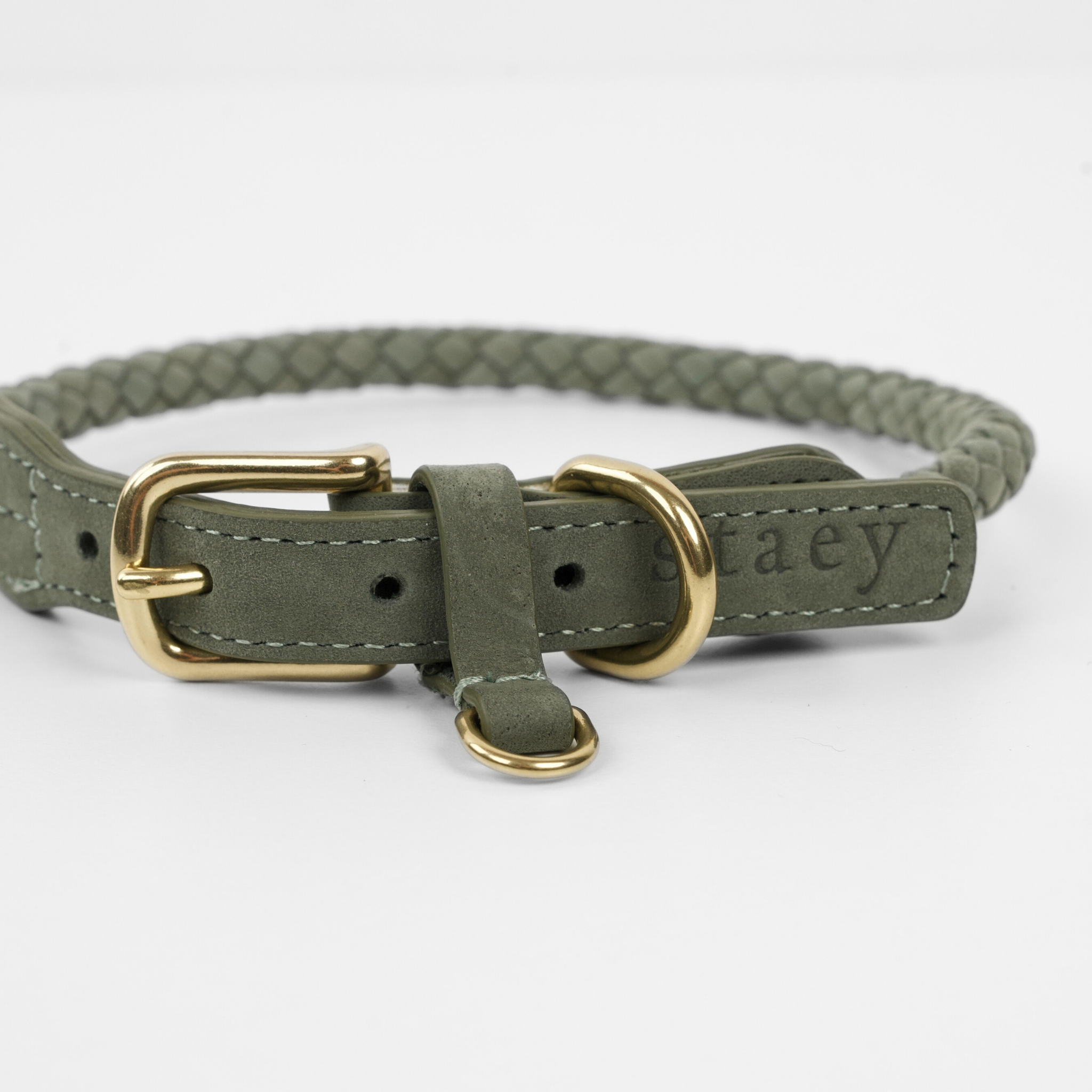 Kaia gevlochten halsband | Moss green