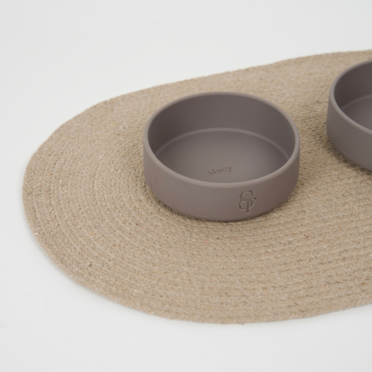 Elli - Braided Oval Feeding Mat - Sand