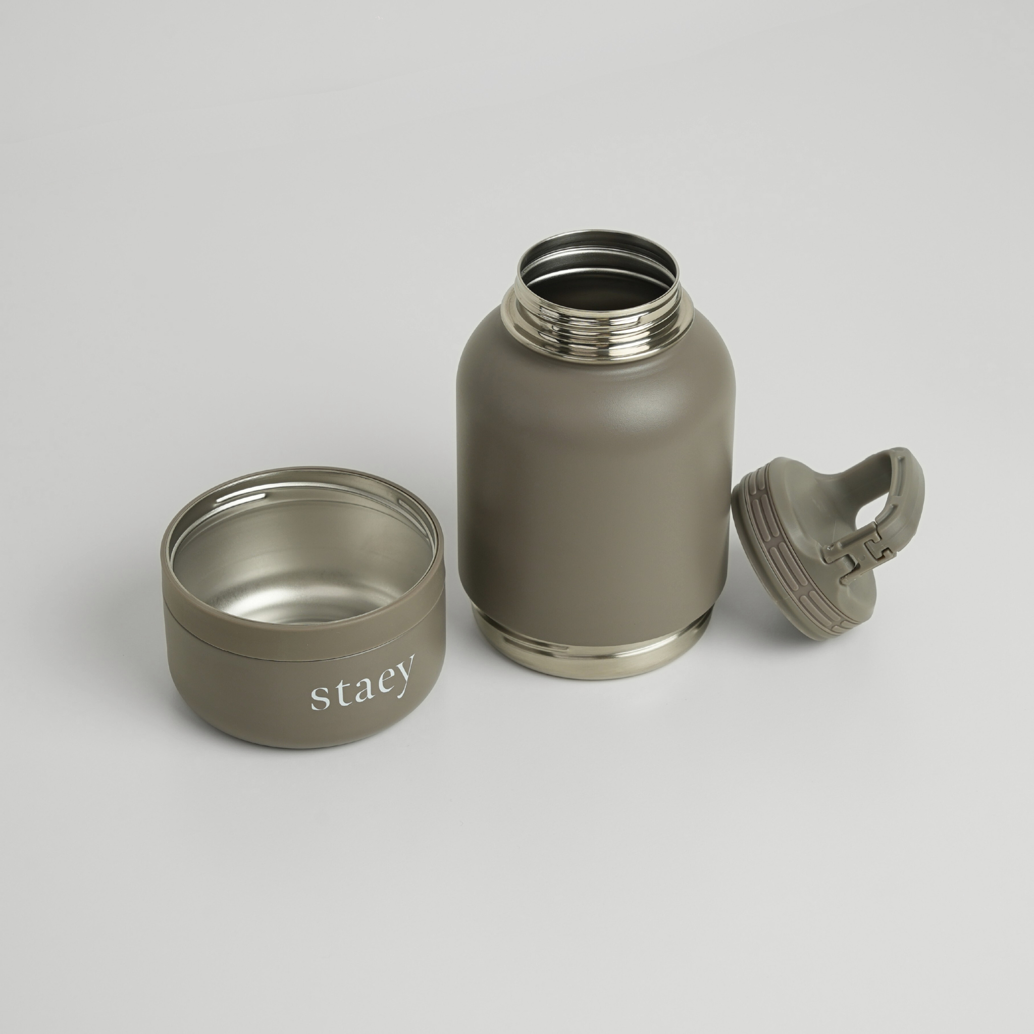 Noona 2-in-1 Drinkfles met Geïntegreerde Drinkbak | Roestvrij staal