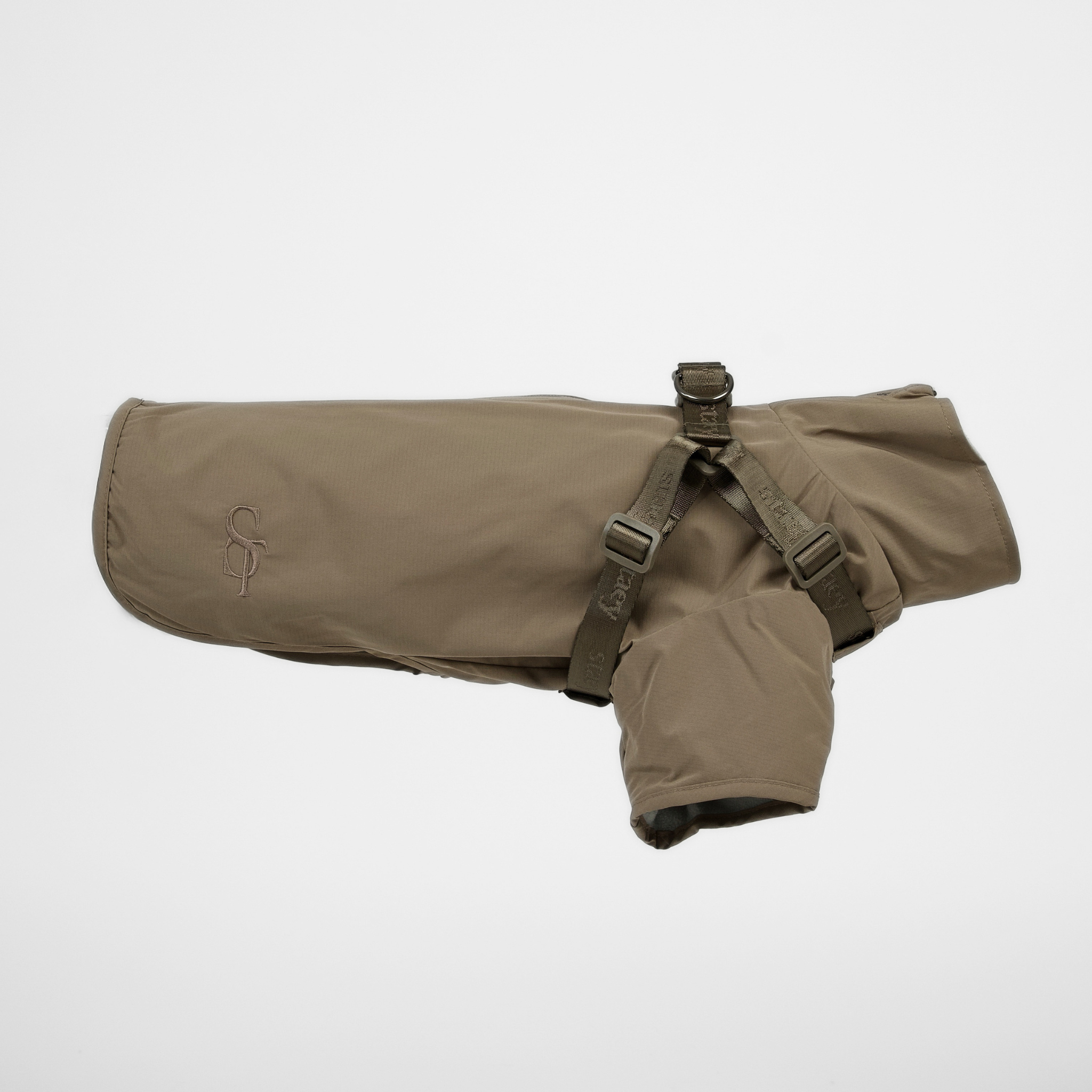 Imperméable doudoune harnais pour chien | Taupe