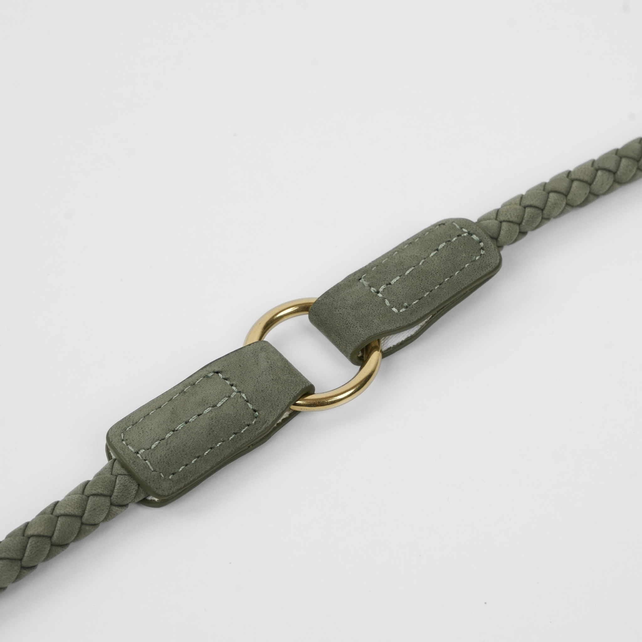 Kaia gevlochten hondenriem | Moss green