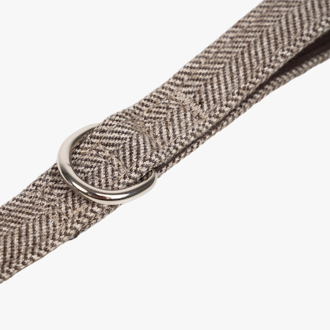 Close-up of the D-ring on the mocca Elma dog leash
